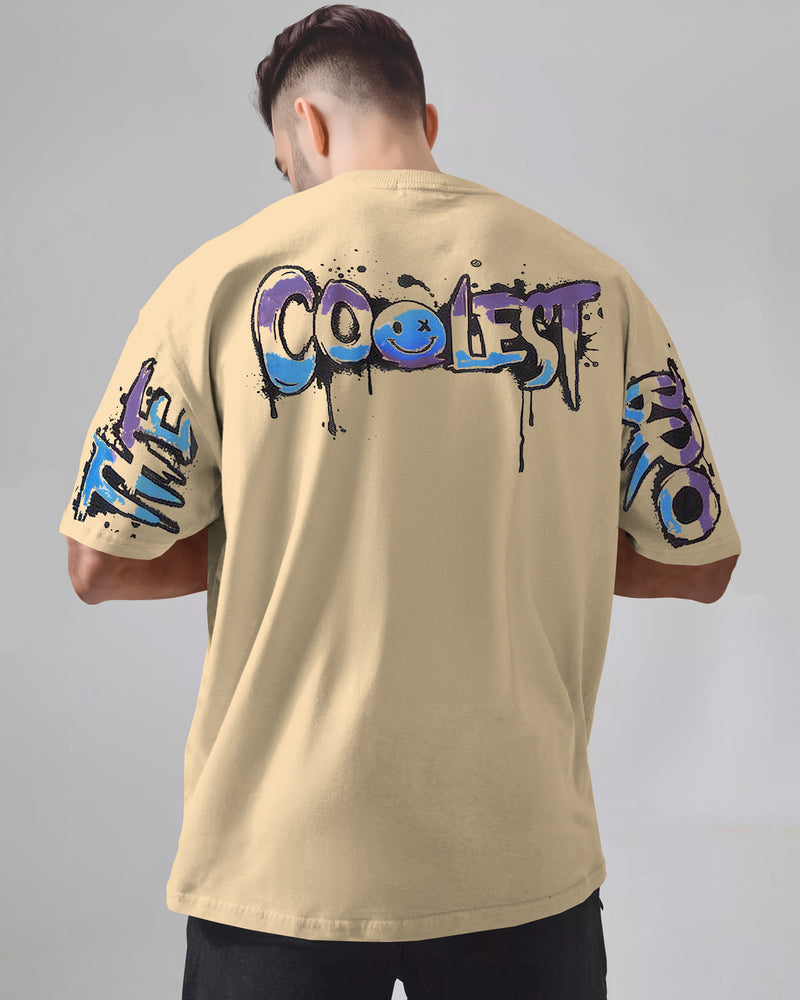 BEIGE Oversized BACK PRINTED T-Shirt