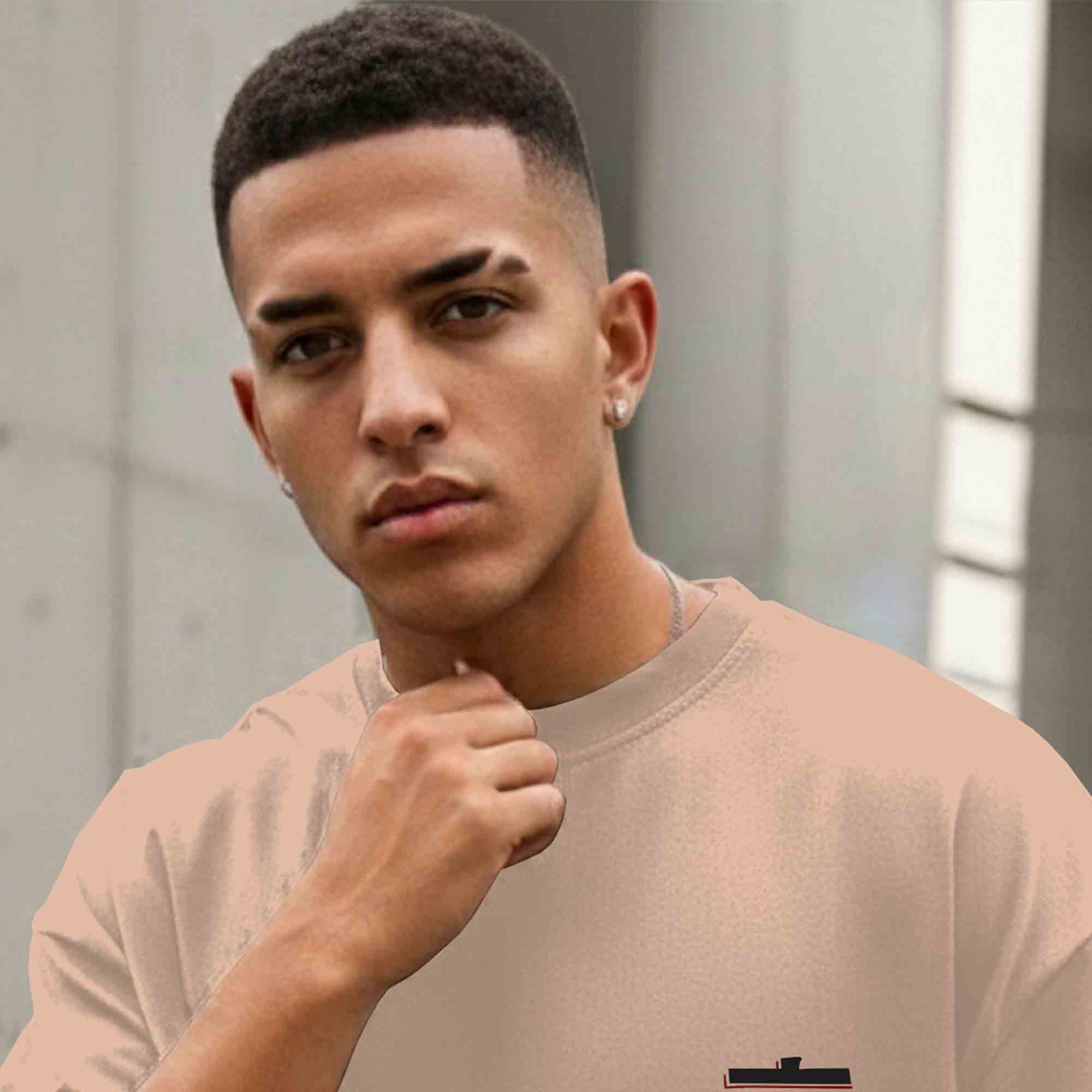 Men Back Printed Oversized Tshirt Beige