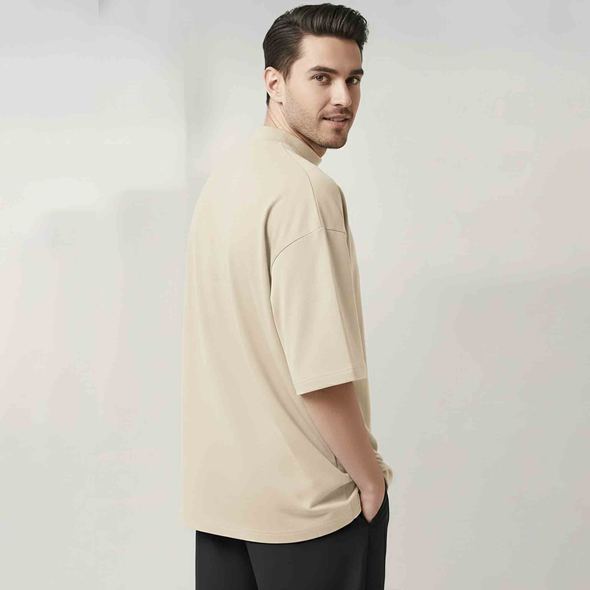 Samurai Graphic Printed Oversized T-shirt Beige