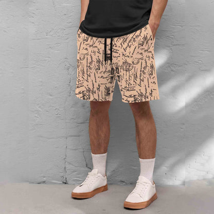 Men All Over Printed Short Beige