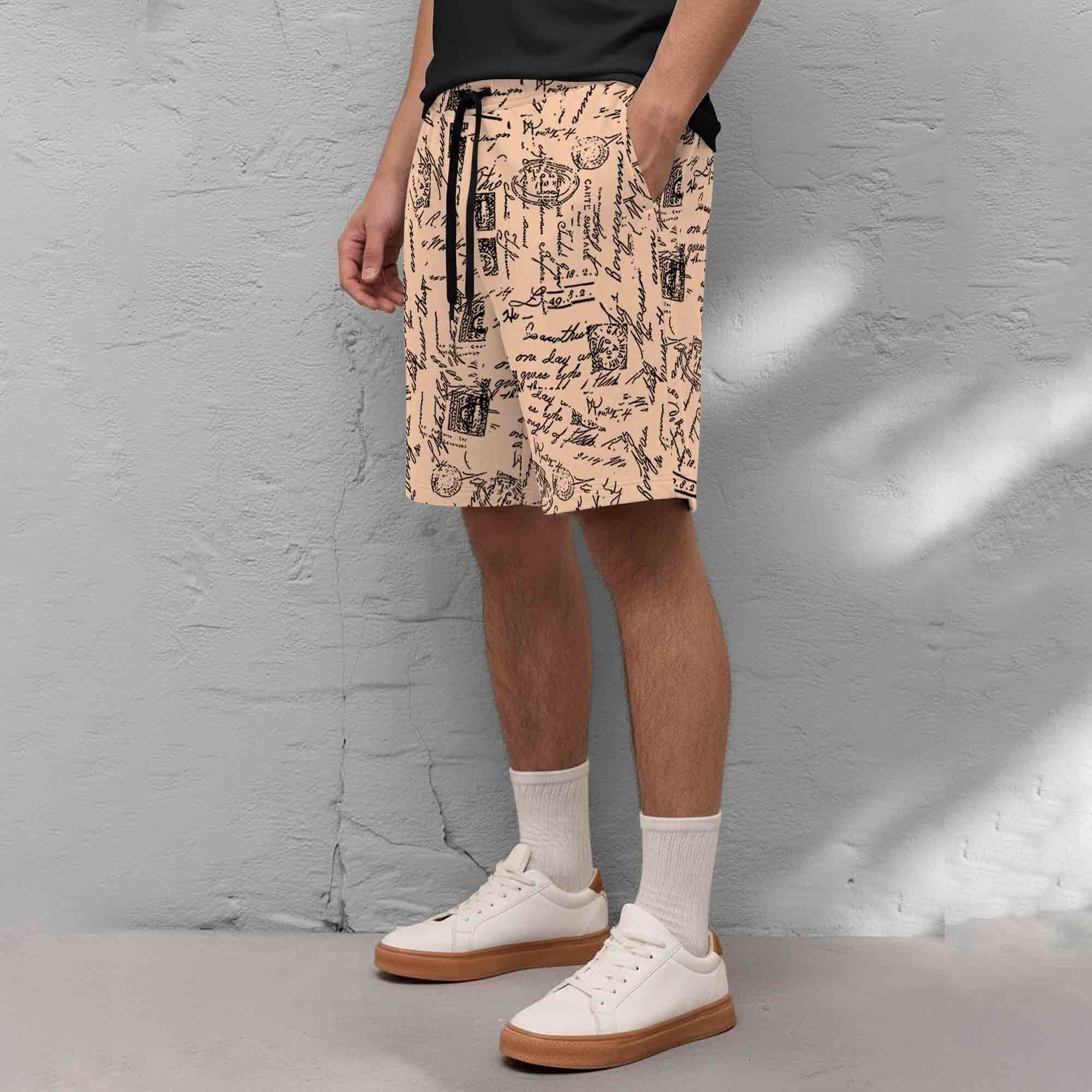Men All Over Printed Short Beige