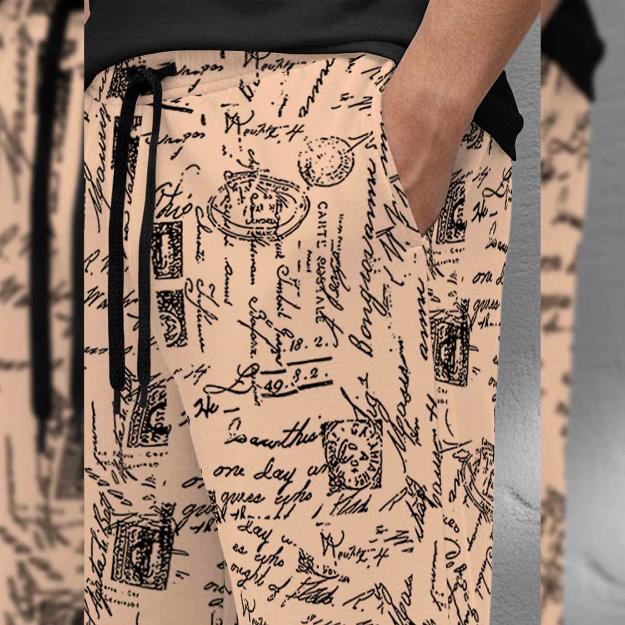 Men All Over Printed Short Beige