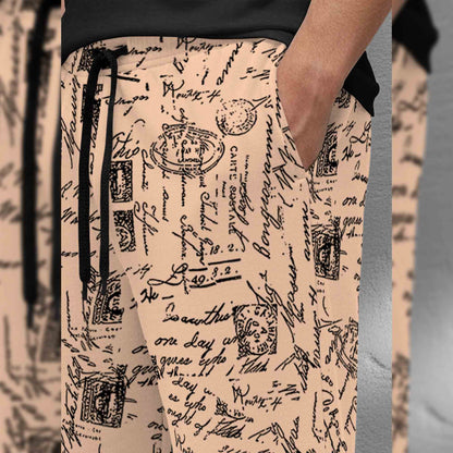 Men All Over Printed Short Beige