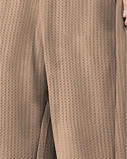 Men Plain Loose Fit Waffle Trackpant Beige