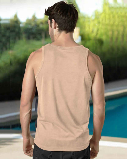 Men  V-neck Plain Beige Vest