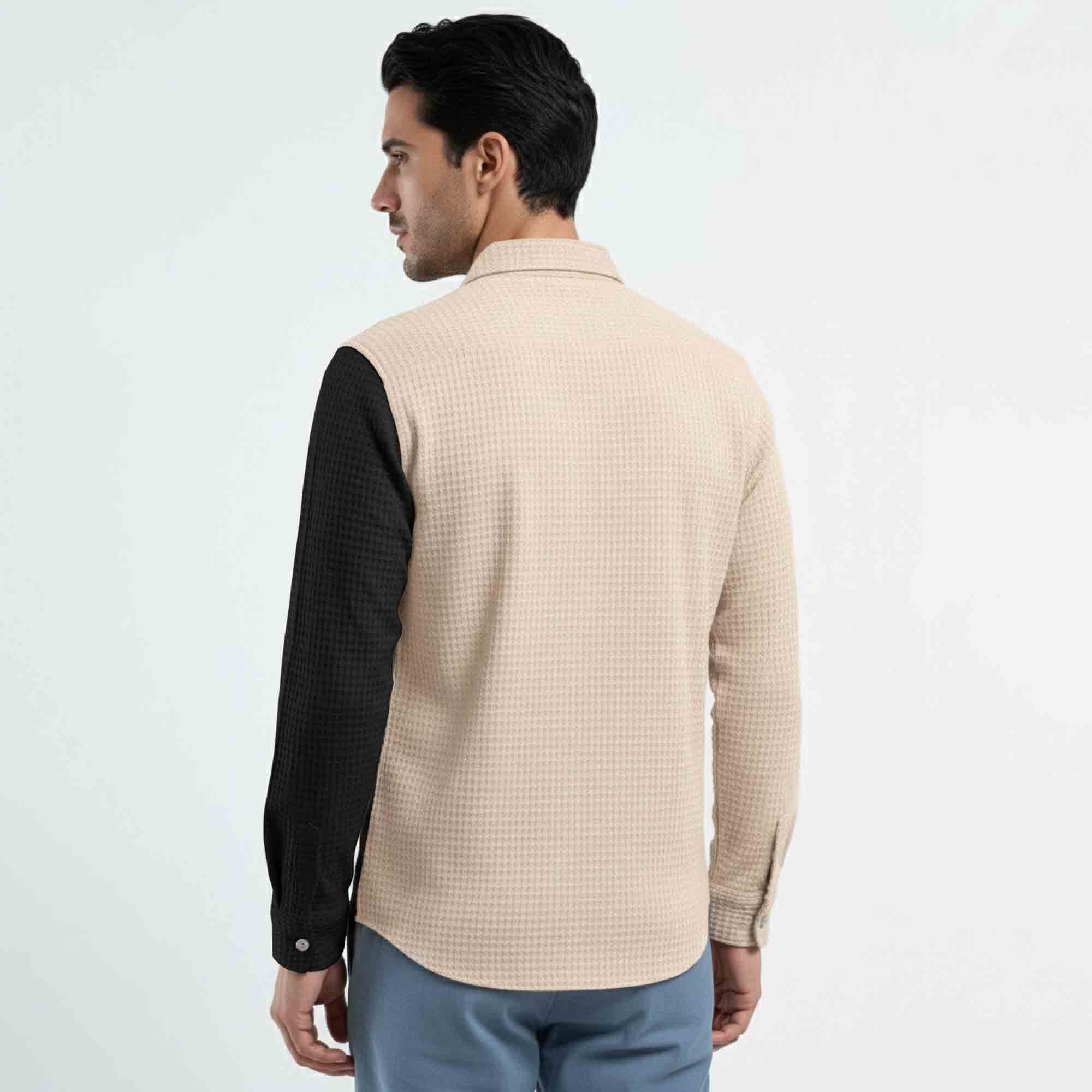 Mens Textured Pattren Striped Casual Shirt Multicolor