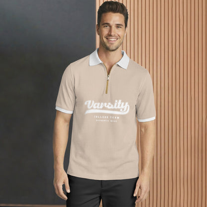 Men Quarter Zip Polo Neck Printed T-shirts