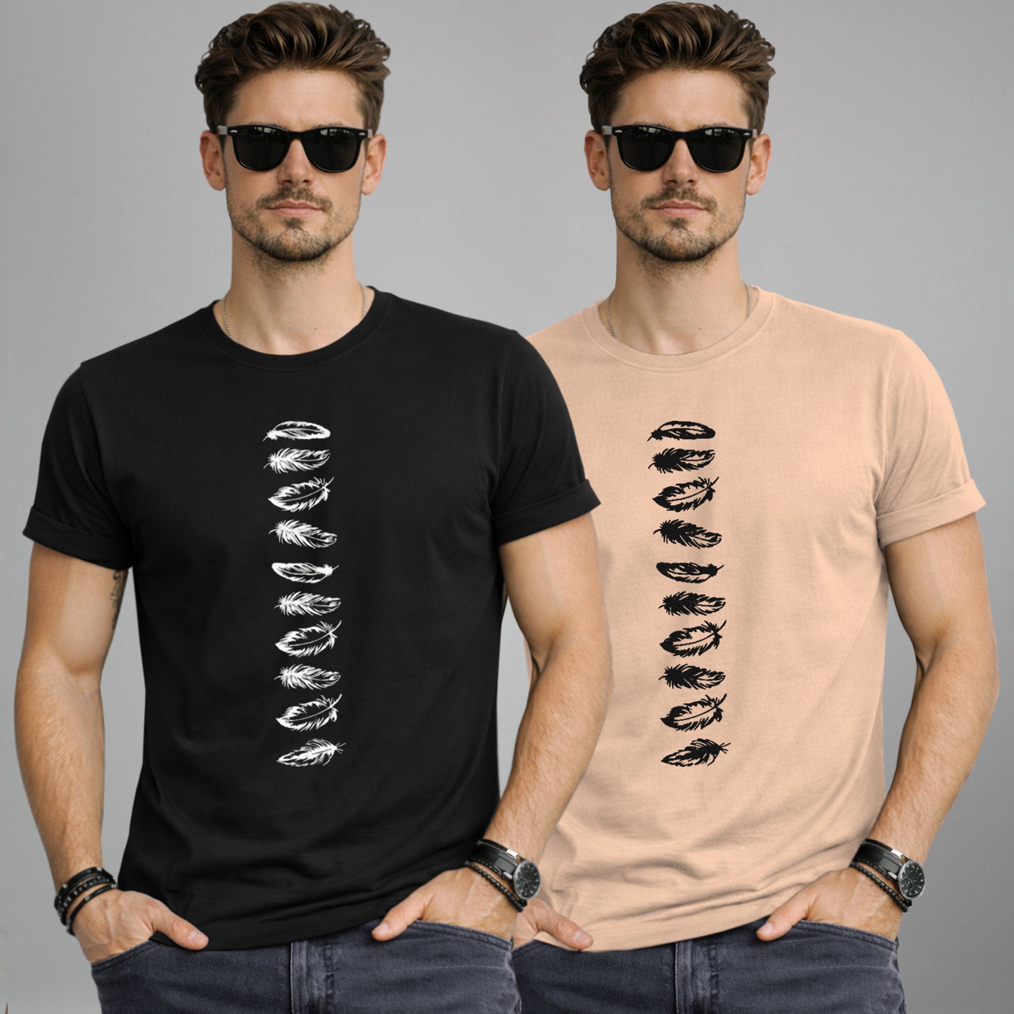 (Pack Of 2) Half Sleeve Typography Printed T-shirts