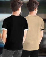 (Pack Of 2) Kids Half Sleeve Printed T-shirt | Beige & Black