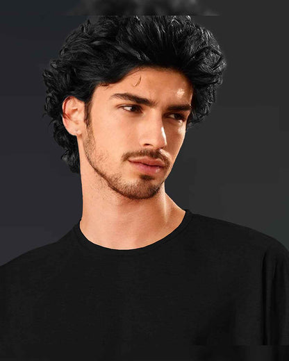 (Pack Of 2) Black & Beige Men Plain Oversized T-shirts