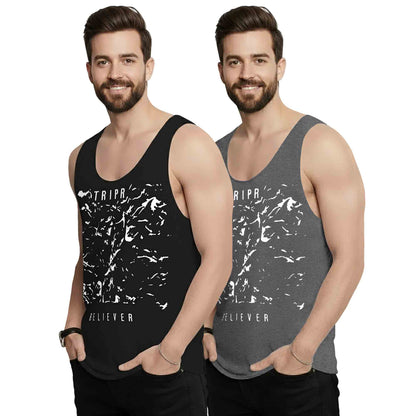 (Pack of 2) Men Printed Vest / Multicolor