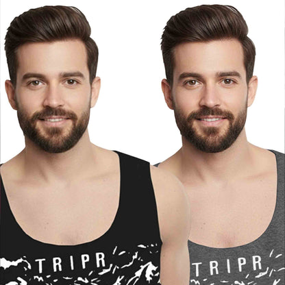 (Pack of 2) Men Printed Vest / Multicolor