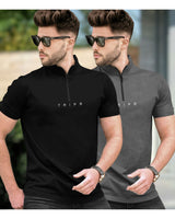 Mens Henely & High Neck Half Sleeve T-shirts (Pack Of 2) - 10 Variants