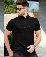 Mens High Neck Half Sleeve T-shirts (Pack Of 2) / Black & Dark Grey