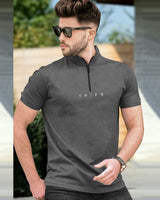 Mens High Neck Half Sleeve T-shirts (Pack Of 2) / Black & Dark Grey