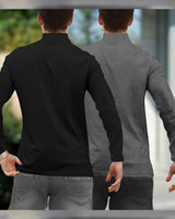 Mens High Neck Full Sleeve T-shirts (Pack Of 2) / Black & Dark Grey