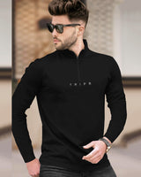 Mens High Neck Full Sleeve T-shirts (Pack Of 2) / Black & Dark Grey