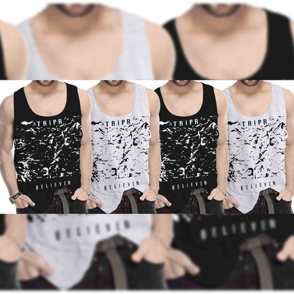 Men Printed Vest (Pack of 4) / Multicolor