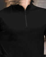 (Pack Of 2) Full Sleeve Men High Neck Plain T-shirts / Black & Grey