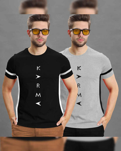 Combo pack Half Sleeve Printed T-shirts black and white
