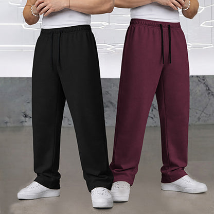 (Pack Of 2) Loose Fit Plain Trackpants Multicolors