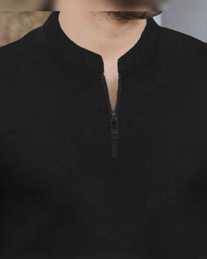 (Pack Of 2) Half Sleeve Men Henley Neck T-shirts / Black & Navy