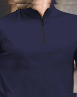 (Pack Of 2) Full Sleeve Men High Neck Plain T-shirts / Black & Navy