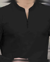 (Pack Of 2) Full Sleeve Henley Neck T-shirts / Black & Navy
