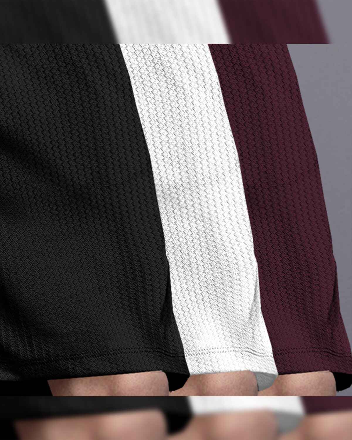 (Pack Of 3) Men Plain Black-White-Maroon Waffle Shorts