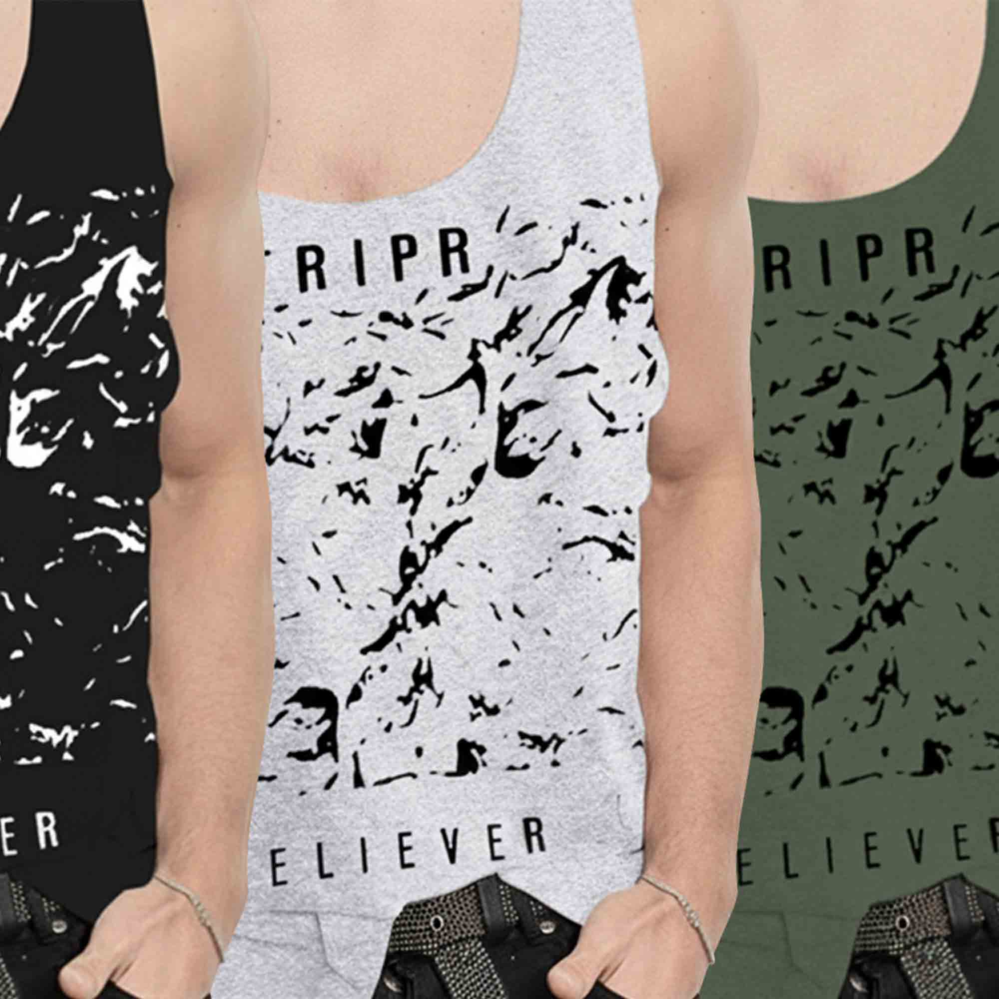 Men Believer Printed Vest  (Pack of 3) | black - grey- green