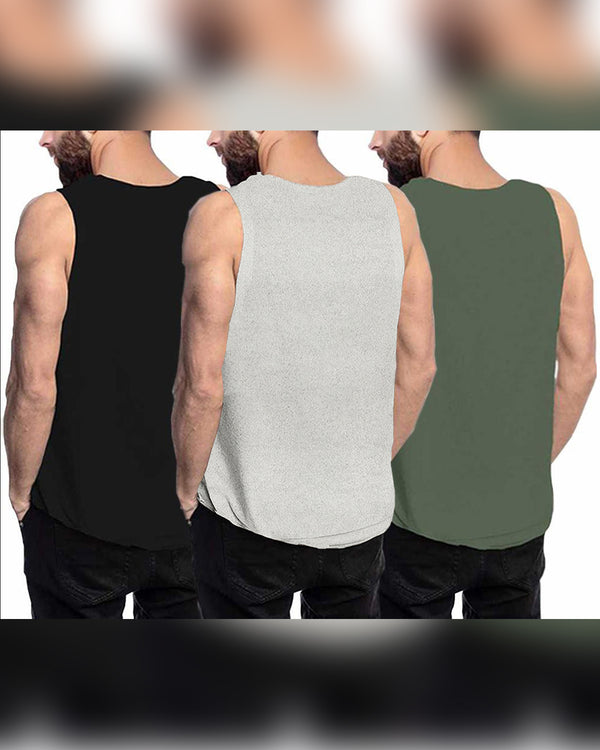 Men Vest  (Pack of 3) | black - grey- green