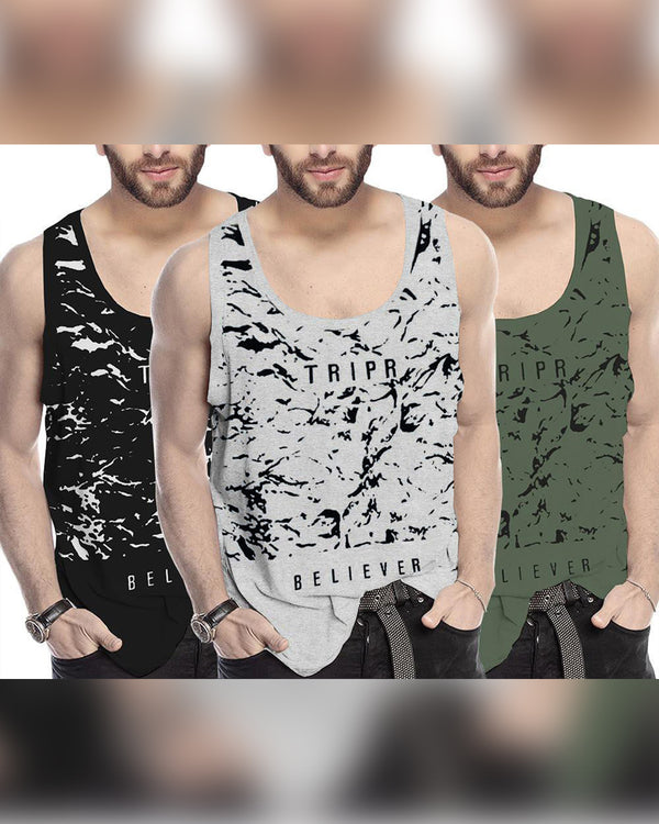 Men Vest  (Pack of 3) | black - grey- green