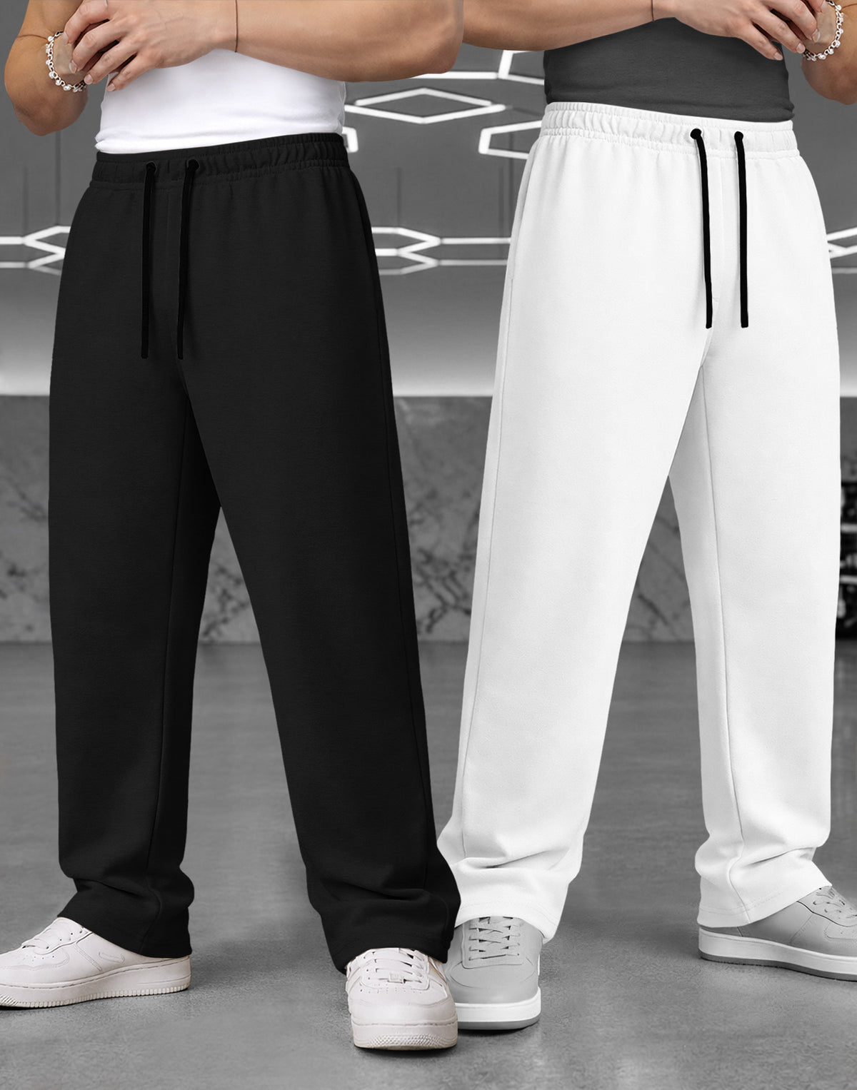 (Pack Of 2) Plain Baggy Fit Trackpants Multicolors