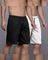 (Pack Of 2) Men Plain Waffle Shorts / Black & White