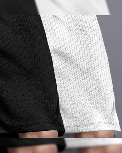 (Pack Of 2) Men Plain Black & White Waffle Shorts