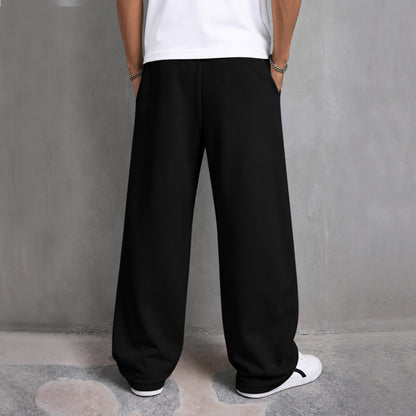 Mens Printed Design Baggy Fit Trackpant Black