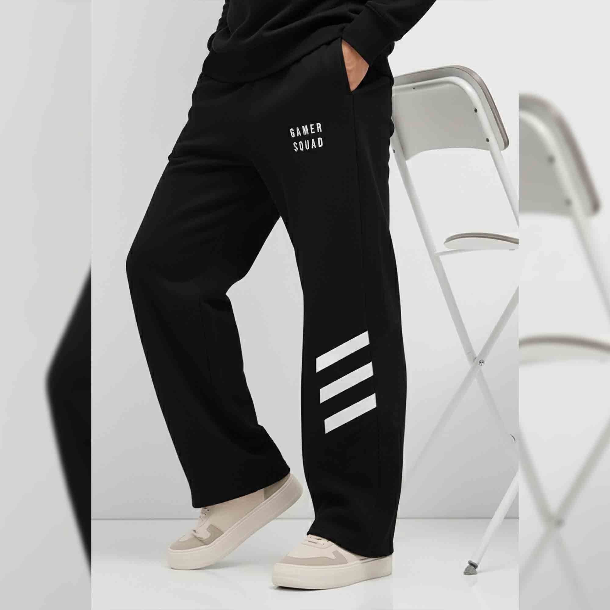 Men Printed Loose Fit Printed Black Trackpant