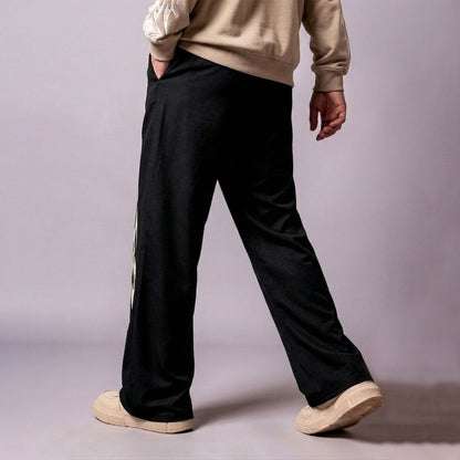 Mens Baggy Fit Printed Trackpant Black