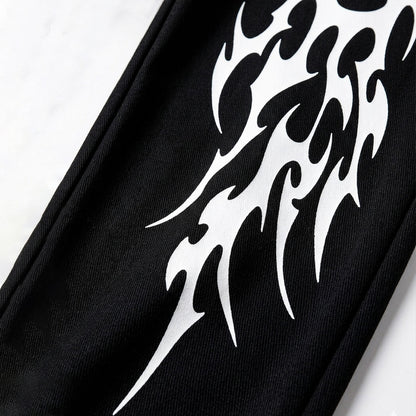 Mens Baggy Fit Printed Trackpant Black