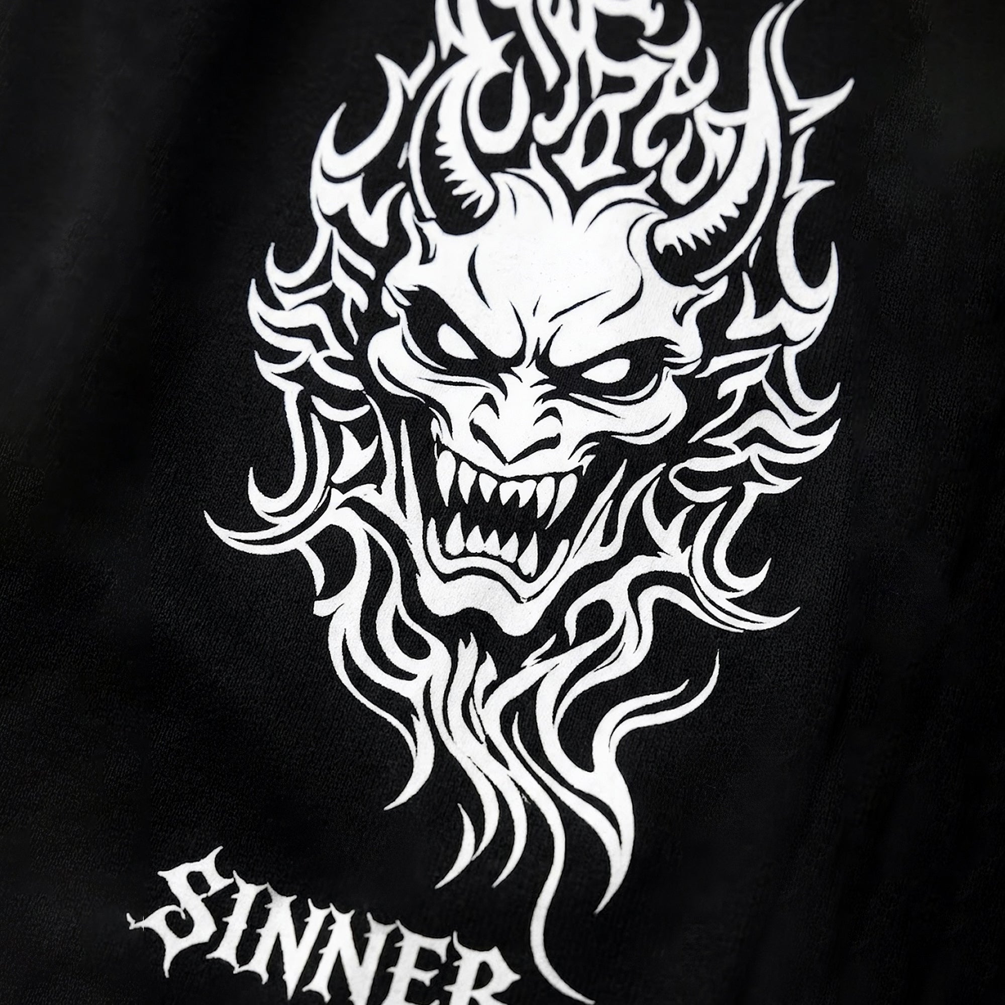Mens Loose Fit "SINNER" Printed Trackpant Black