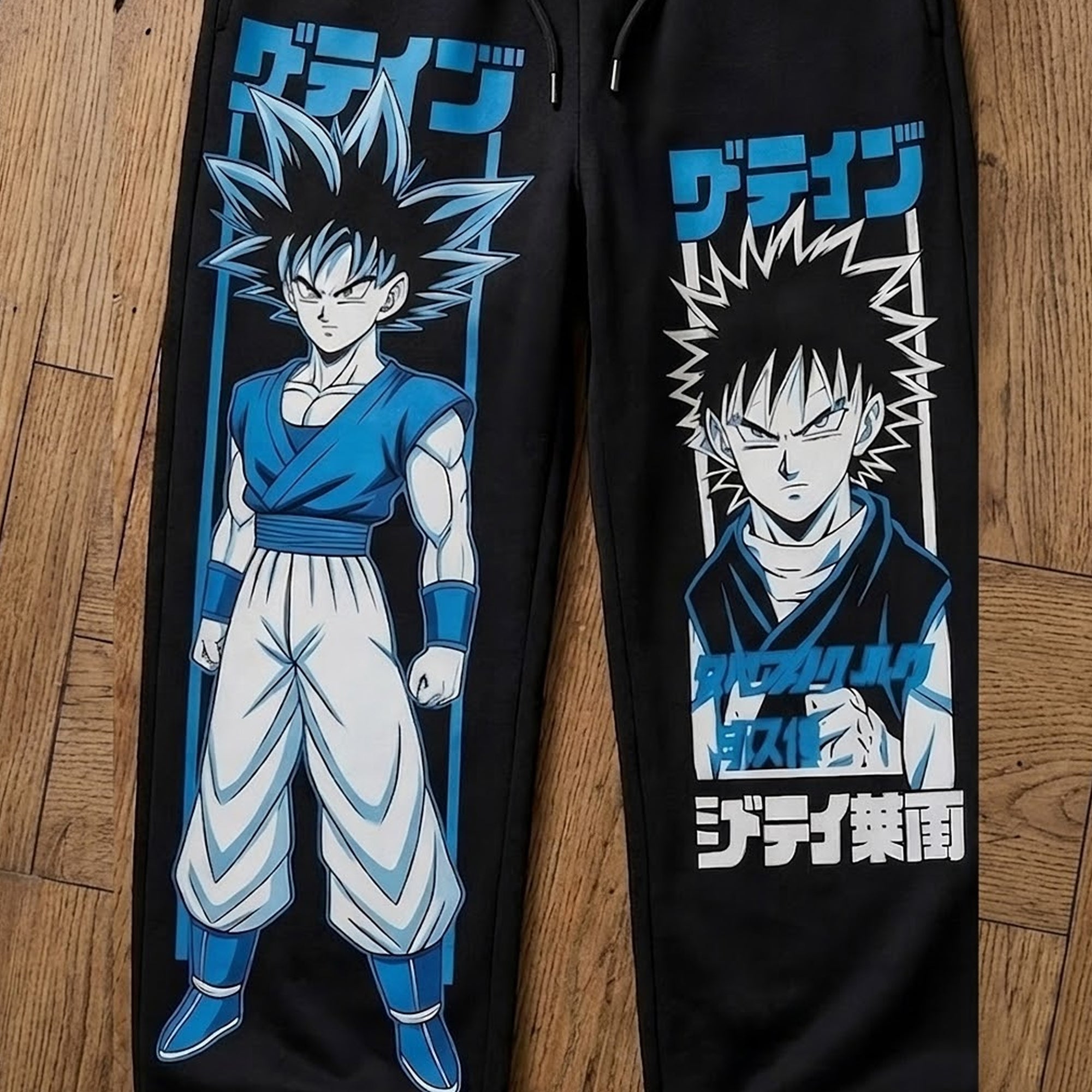 Mens Loose Fit "Dragon Ball" Anime Printed Trackpant Black