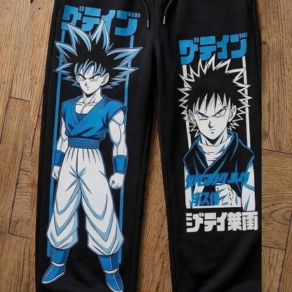 Mens Loose Fit "Dragon Ball" Anime Printed Trackpant Black