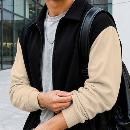 Mens Polo Neck Zipper Type Winter Jacket Black