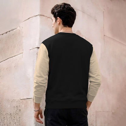 Mens Contrast Sleeve Round Neck Sweatshirt Black