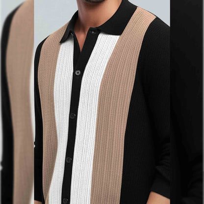 Men Smart Casual Black Beige white Full Sleeve Multi Color Shirt