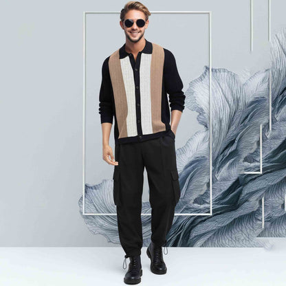 Men Smart Casual Black Beige white Full Sleeve Multi Color Shirt