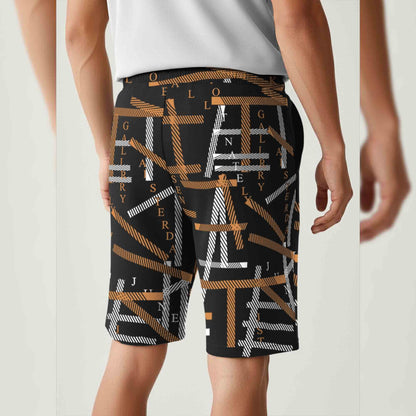 Men All Over Printed Short Black & Brown