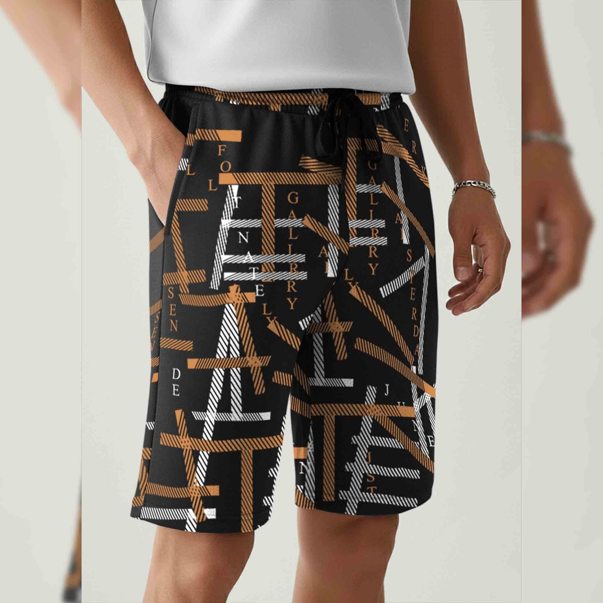 Men All Over Printed Short Black & Brown
