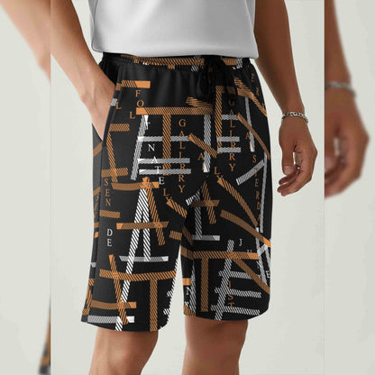 Men All Over Printed Short Black & Brown
