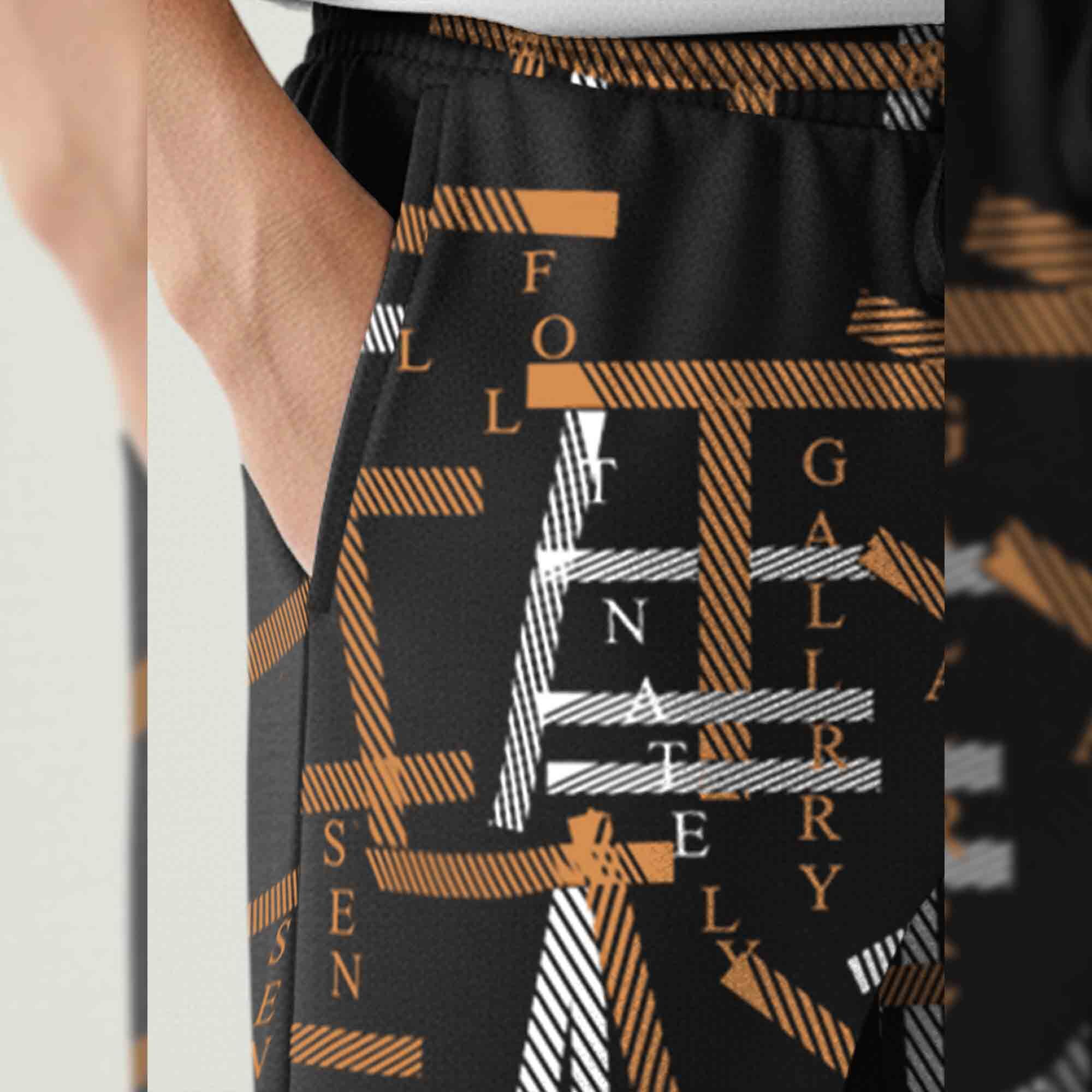 Men All Over Printed Short Black & Brown